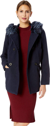 DETAILS abrigo tipo lana con gorro. Talla L