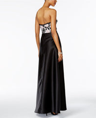 ADRIANNA PAPELL Vestido bordado strapless de gala. Talla 2