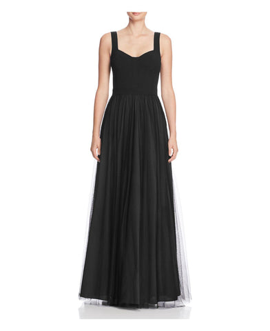 AQUA Vestido de noche con faldón de tul negro. Talla 6