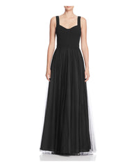 AQUA Vestido de noche con faldón de tul negro. Talla 6