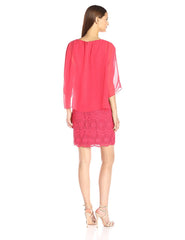 Adrianna Papell Vestido de encaje con capa de chiffon. TALLA 4