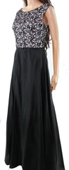 AIDAN MATTOX Vestido de encaje y falda de taffeta. Talla 6