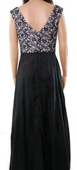 AIDAN MATTOX Vestido de encaje y falda de taffeta. Talla 6