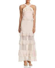 AQUA Vestido de olanes colos palo de rosa.Talla M