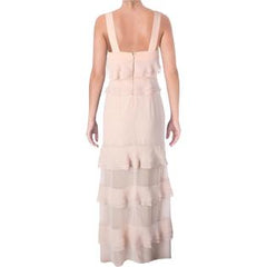 AQUA Vestido de olanes colos palo de rosa.Talla M
