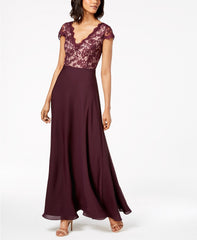 CALVIN KLEIN Vestido largo con top de encaje. Talla 4