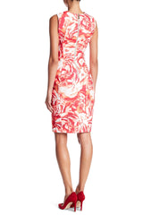 CALVIN KLEIN Vestido con estampado floral blanco y coral. Talla 8