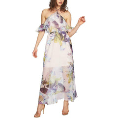 Cynthia Steffe Maxi Dress de chiffon con estampado floral. Talla 8