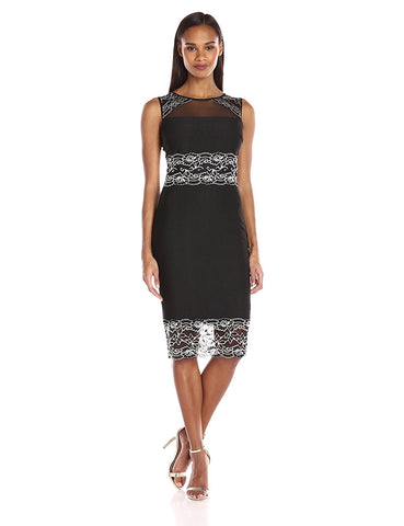 JAX Vestido con páneles de encaje blanco. Talla 8