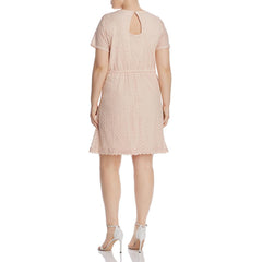 JUNAROSE vestido de encaje crochet rosa palo. Talla 18