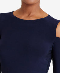 RALPH LAUREN Vestido de noche color negro manga larga. Talla 8