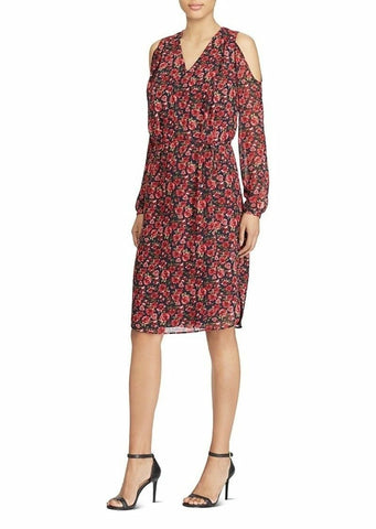 RALPH LAUREN vestido de chiffon con estampado floral. Talla 14