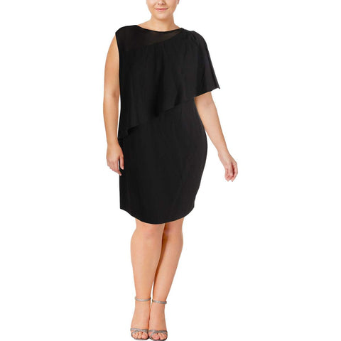 Lauren Ralph Lauren Vestido stretch con capa asimétrica. Talla 14W