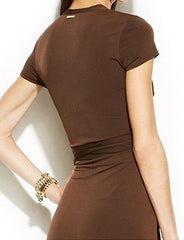MICHAEL KORS Vestido asimétrico color uva. Talla 6