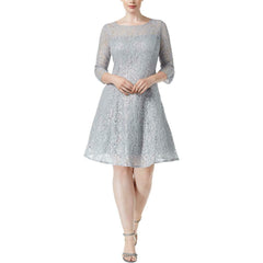 SL FASHIONS Vestido de encaje gris corte A. Talla 14W