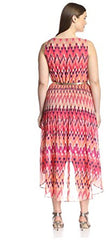 SANDRA DARREN vestido chiffon estampado. Talla 20W