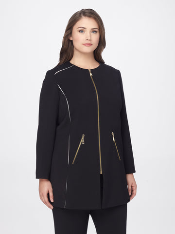 TAHARI ASL blazer con cierres oro expuestos. Talla 24W