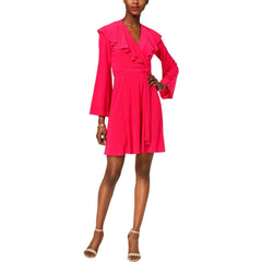 TAYLOR Vestido jersey cruzado color Fuchsia. Talla 8