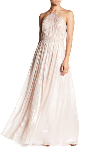 VERA WANG Vestido de noche de chiffon rosa claro. Talla 12