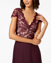 CALVIN KLEIN Vestido largo con top de encaje. Talla 4
