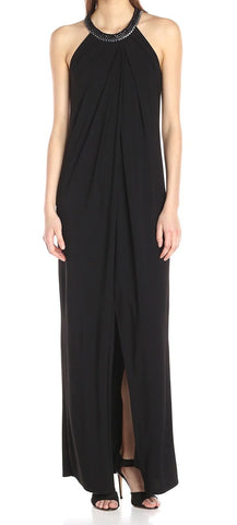 Laundry by Shelli Segal Vestido de noche halter con aplicaciones. TALLA 2 y 4