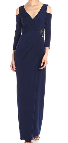 Laundry By Shelli Segal Vestido de noche manga larga y aplicaciones. Talla 4